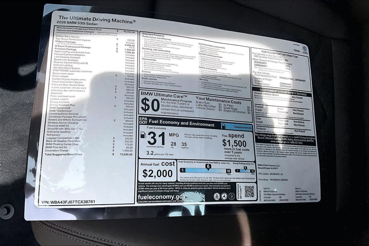 Used 2026 BMW 530i w/ M Sport Package RWD image 19