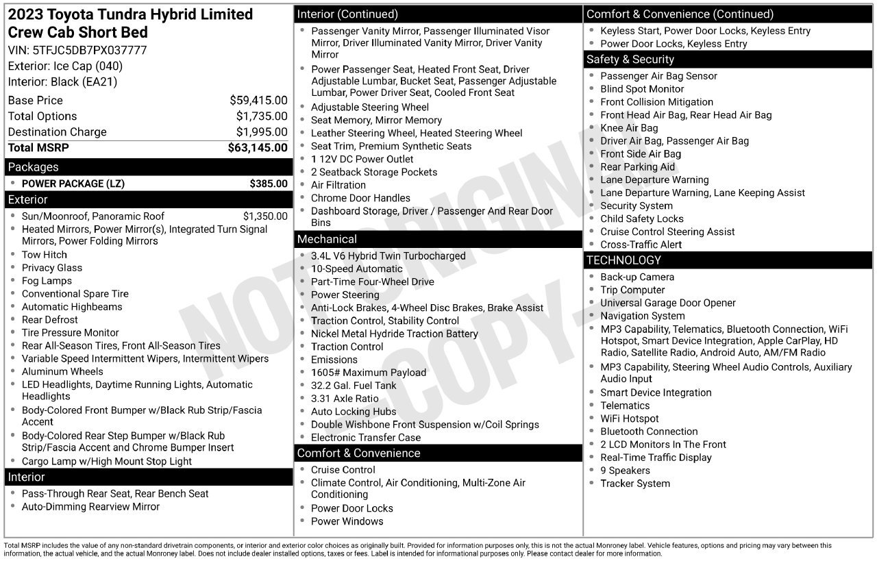 Used 2023 Toyota Tundra Limited w/ Power Package AWD/4WD image 54