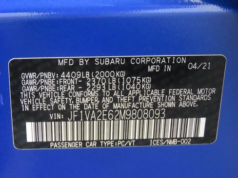 Used 2021 Subaru WRX STI w/ Popular Package #3 (IZT) image 35