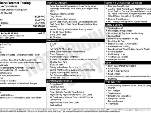 Used 2020 Subaru Forester Touring w/ Popular Package #2 image 5