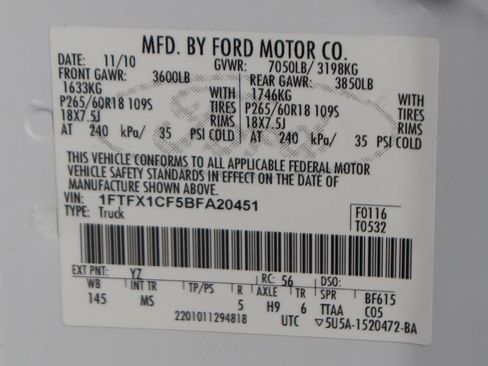 Used 2011 Ford F150 XLT w/ XLT Chrome Pkg RWD image 44