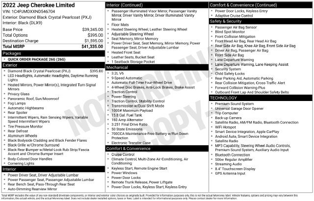 Used 2022 Jeep Cherokee Limited AWD/4WD image 3