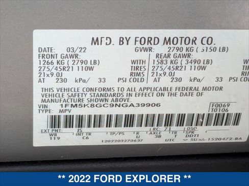 Used 2022 Ford Explorer ST w/ Equipment Group 401A image 24