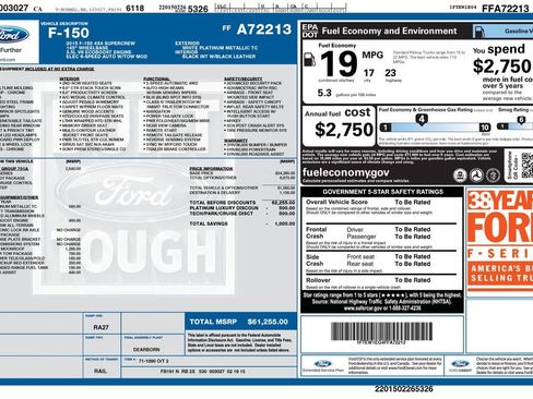 Used 2015 Ford F150 Platinum w/ Equipment Group 701A Luxury AWD/4WD image 2