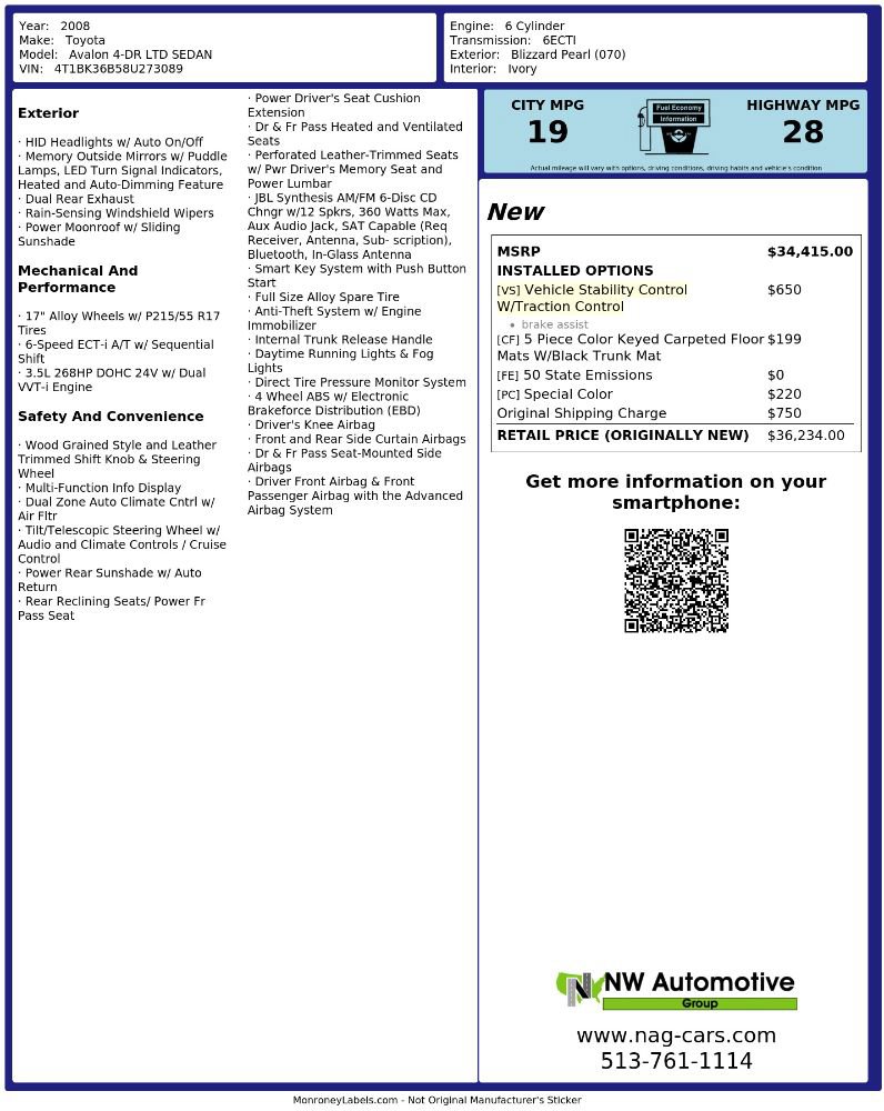 Used 2008 Toyota Avalon Limited FWD image 2