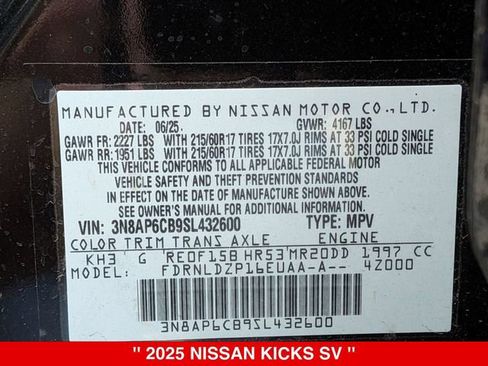 Certified 2025 Nissan Kicks SV w/ SV Premium Package AWD/4WD image 41
