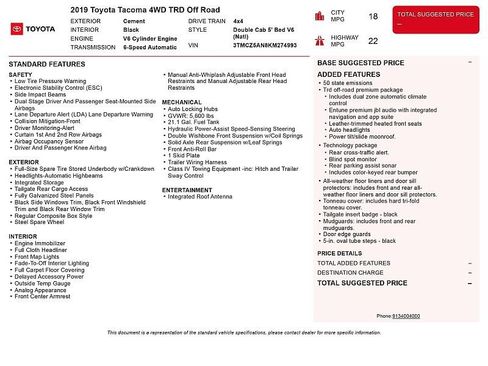 Used 2019 Toyota Tacoma TRD Off-Road AWD/4WD image 2