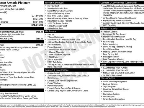 Used 2024 Nissan Armada Platinum w/ Captain's Chairs Package image 53