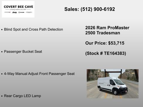 New 2026 RAM ProMaster 2500 w/ Safety Group FWD image 24
