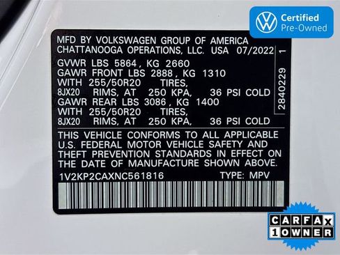 Certified 2022 Volkswagen Atlas SE w/ Panoramic Sunroof Package image 34