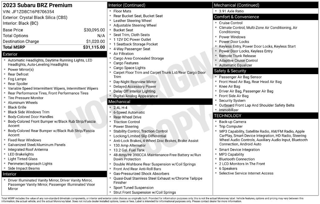 Certified 2023 Subaru BRZ Premium RWD image 32