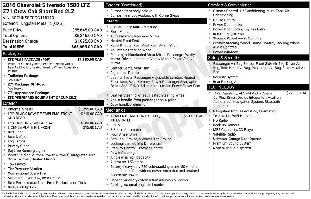 Used 2016 Chevrolet Silverado 1500 LTZ Z71 w/ LTZ Plus Package AWD/4WD image 3