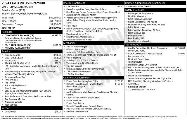 Certified 2024 Lexus RX 350 Premium w/ Convenience Package AWD/4WD image 1