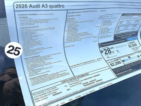 New 2026 Audi A3 2.0T Premium w/ Black Optic Package image 19