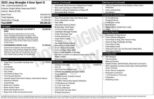 Certified 2025 Jeep Wrangler Unlimited Sport AWD/4WD image 30