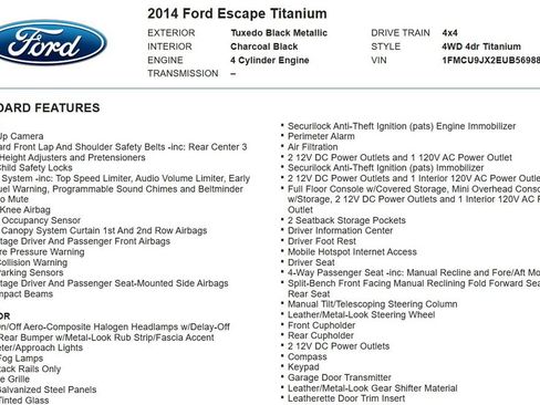 Used 2014 Ford Escape Titanium w/ Equipment Group 401A AWD/4WD image 17