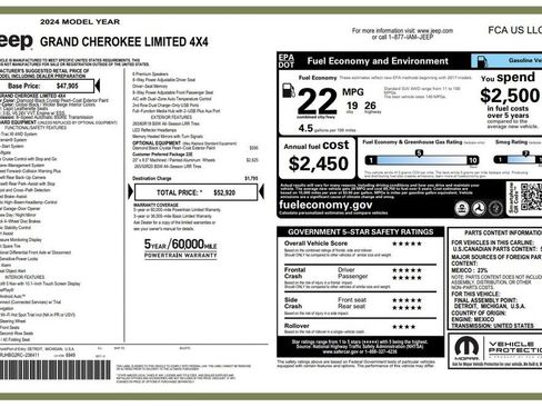 Certified 2024 Jeep Grand Cherokee Limited AWD/4WD image 4