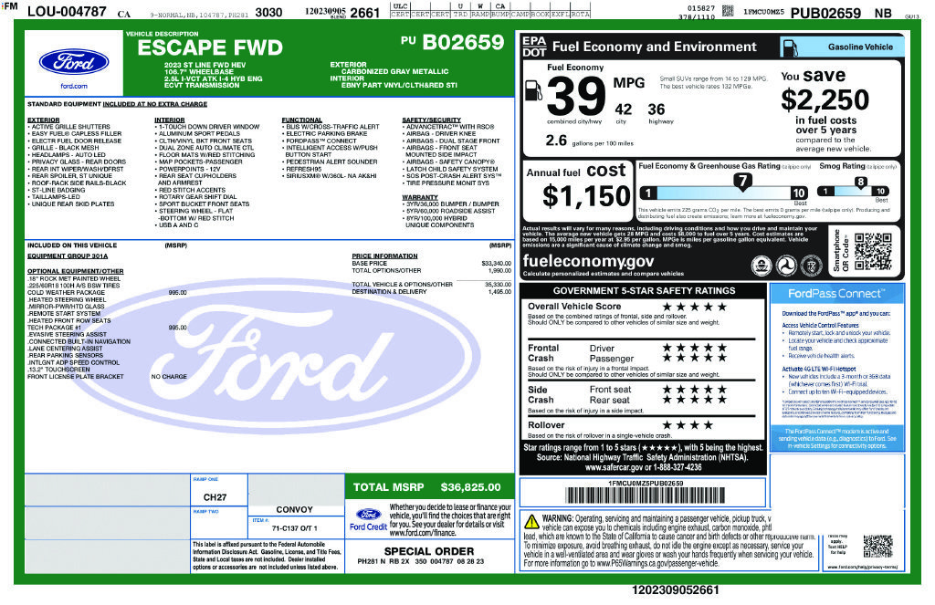 Used 2023 Ford Escape ST-Line w/ Equipment Group 301A FWD image 2