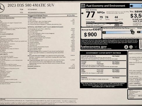 Used 2023 Mercedes-Benz EQS 580 4MATIC SUV w/ Acoustic Comfort Package image 69