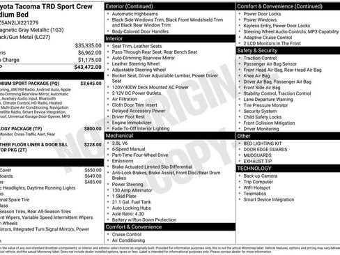 Used 2020 Toyota Tacoma TRD Sport w/ TRD Premium Sport Package AWD/4WD image 2