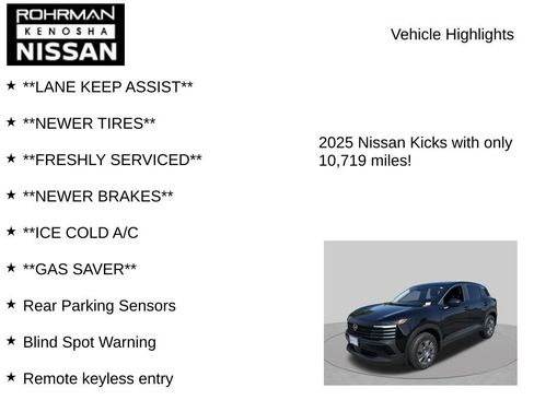 Certified 2025 Nissan Kicks S AWD/4WD image 7