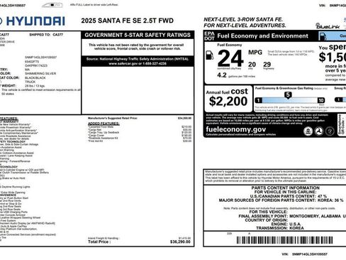 Used 2025 Hyundai Santa Fe SE FWD image 3