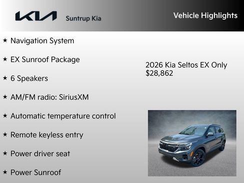 New 2026 Kia Seltos EX w/ EX Sunroof Package image 7