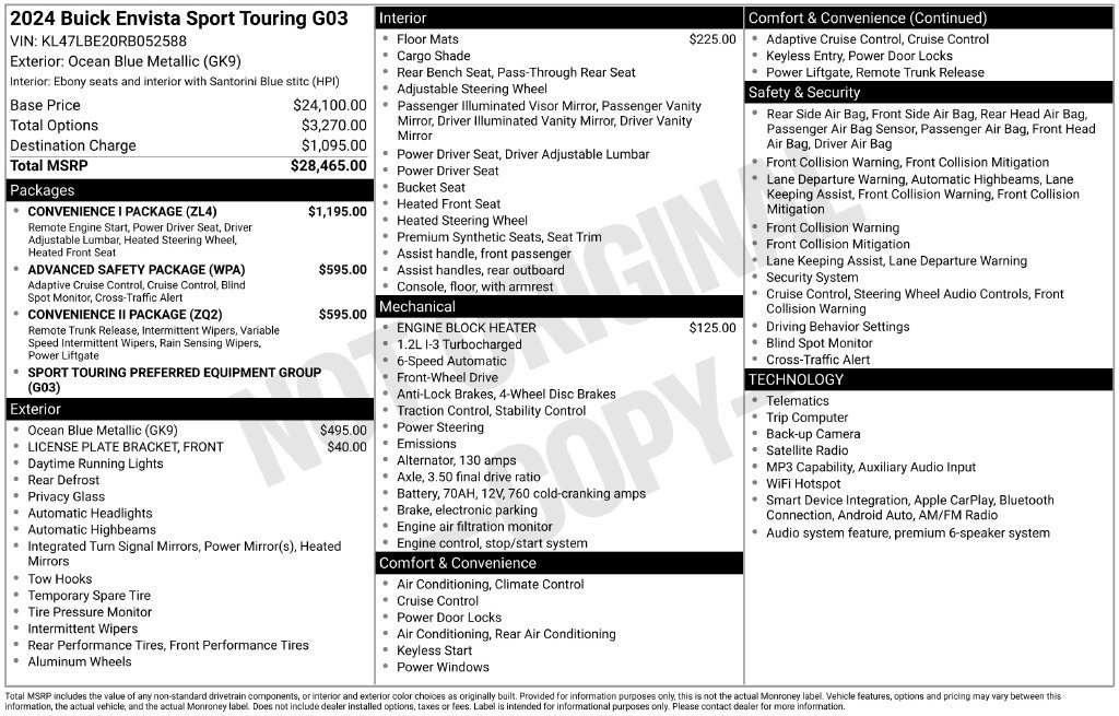 Used 2024 Buick Envista Sport Touring w/ Convenience I Package FWD image 39