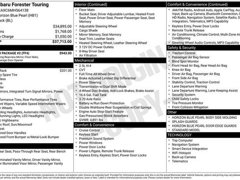 Certified 2021 Subaru Forester Touring w/ Popular Package #2 AWD/4WD image 10