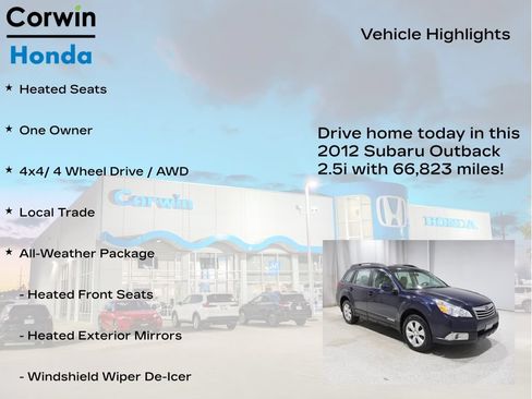 Used 2012 Subaru Outback 2.5i w/ Alloy Wheel Pkg AWD/4WD image 6