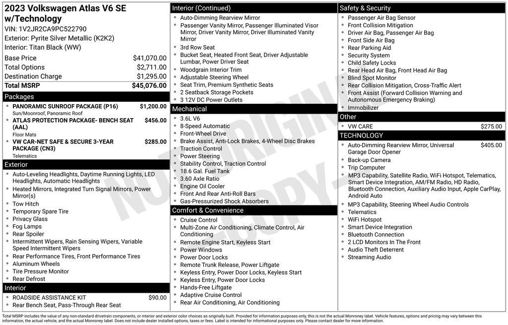 Certified 2023 Volkswagen Atlas SE w/ Panoramic Sunroof Package FWD image 14