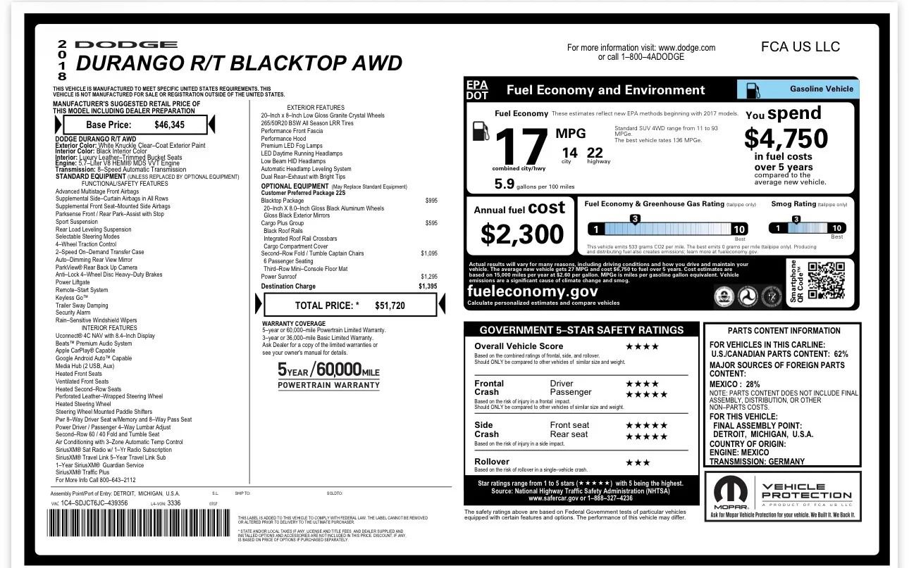 Used 2018 Dodge Durango R/T w/ Blacktop Package AWD/4WD image 27