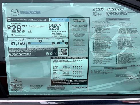 New 2026 MAZDA MAZDA3 Carbon image 19