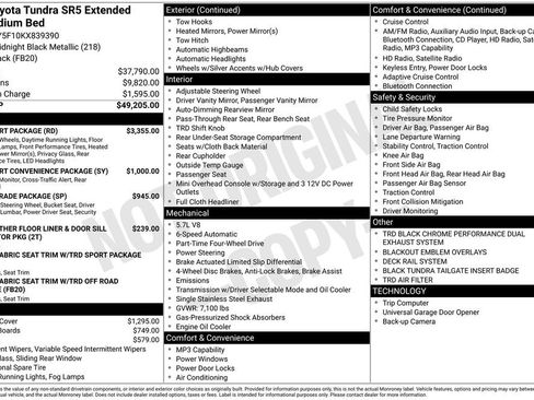 Used 2019 Toyota Tundra SR5 w/ TRD Sport Package AWD/4WD image 2