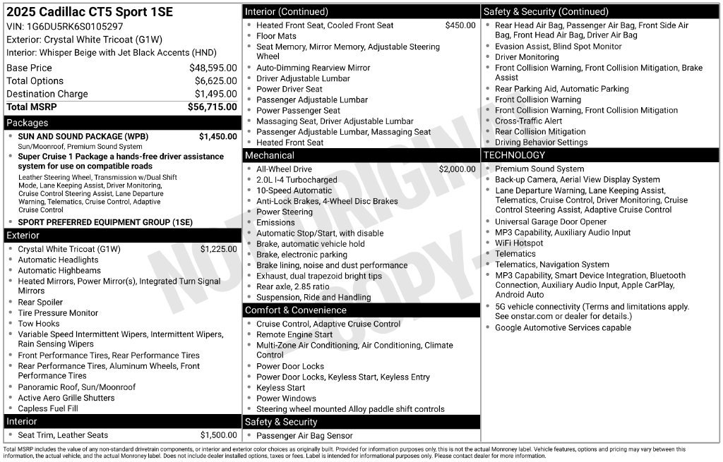 Used 2025 Cadillac CT5 Sport w/ Sun And Sound Package AWD/4WD image 3