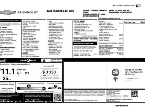 Certified 2026 Chevrolet Traverse Z71 w/ LPO, Floor Liner Package AWD/4WD image 36