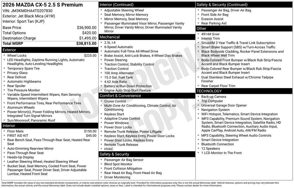 New 2026 MAZDA CX-5 2.5 S w/ Premium Package AWD/4WD image 35