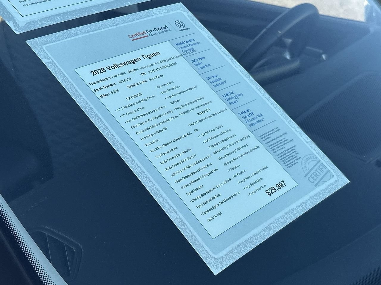 Certified 2026 Volkswagen Tiguan S FWD image 6