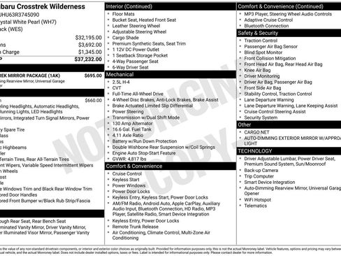 Certified 2024 Subaru Crosstrek 2.5i Wilderness w/ Crosstrek Mirror Package image 33