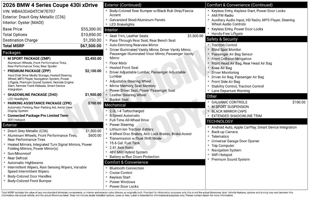 Certified 2026 BMW 430i xDrive Coupe w/ M Sport Package AWD/4WD image 44
