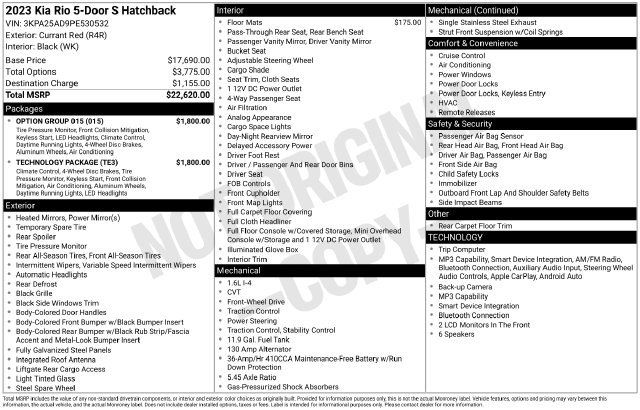 Used 2023 Kia Rio S w/ Technology Package FWD image 22