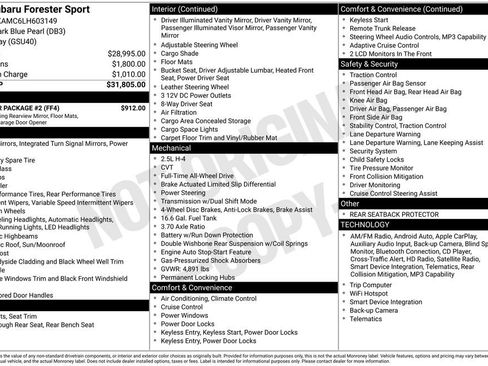 Used 2020 Subaru Forester Sport w/ Popular Package #2 image 6