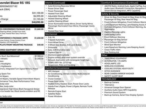 Used 2021 Chevrolet Blazer RS w/ Enhanced Convenience Package image 37