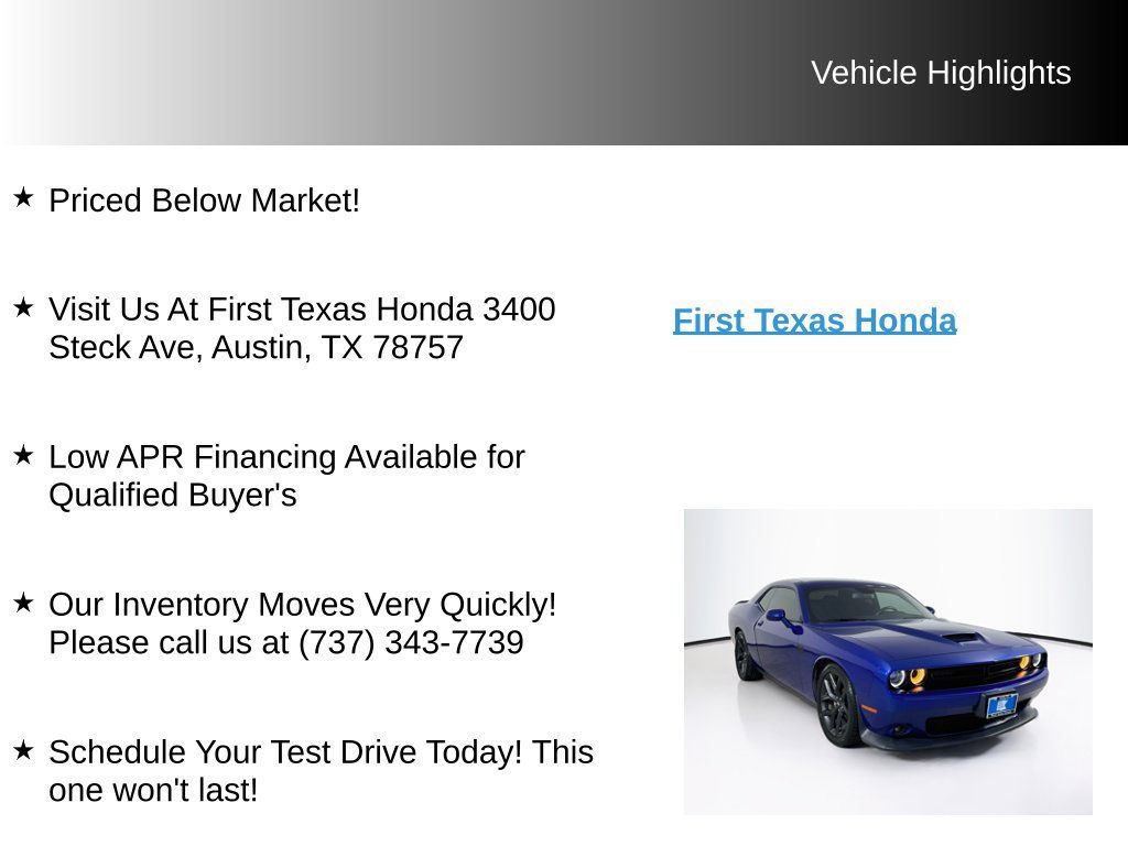 Used 2022 Dodge Challenger GT w/ Blacktop Package RWD image 10