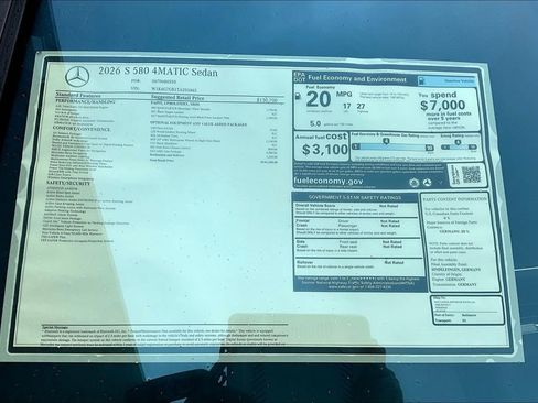 New 2026 Mercedes-Benz S 580 4MATIC Sedan image 14