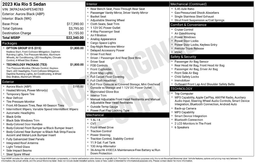 Used 2023 Kia Rio S w/ Technology Package FWD image 32