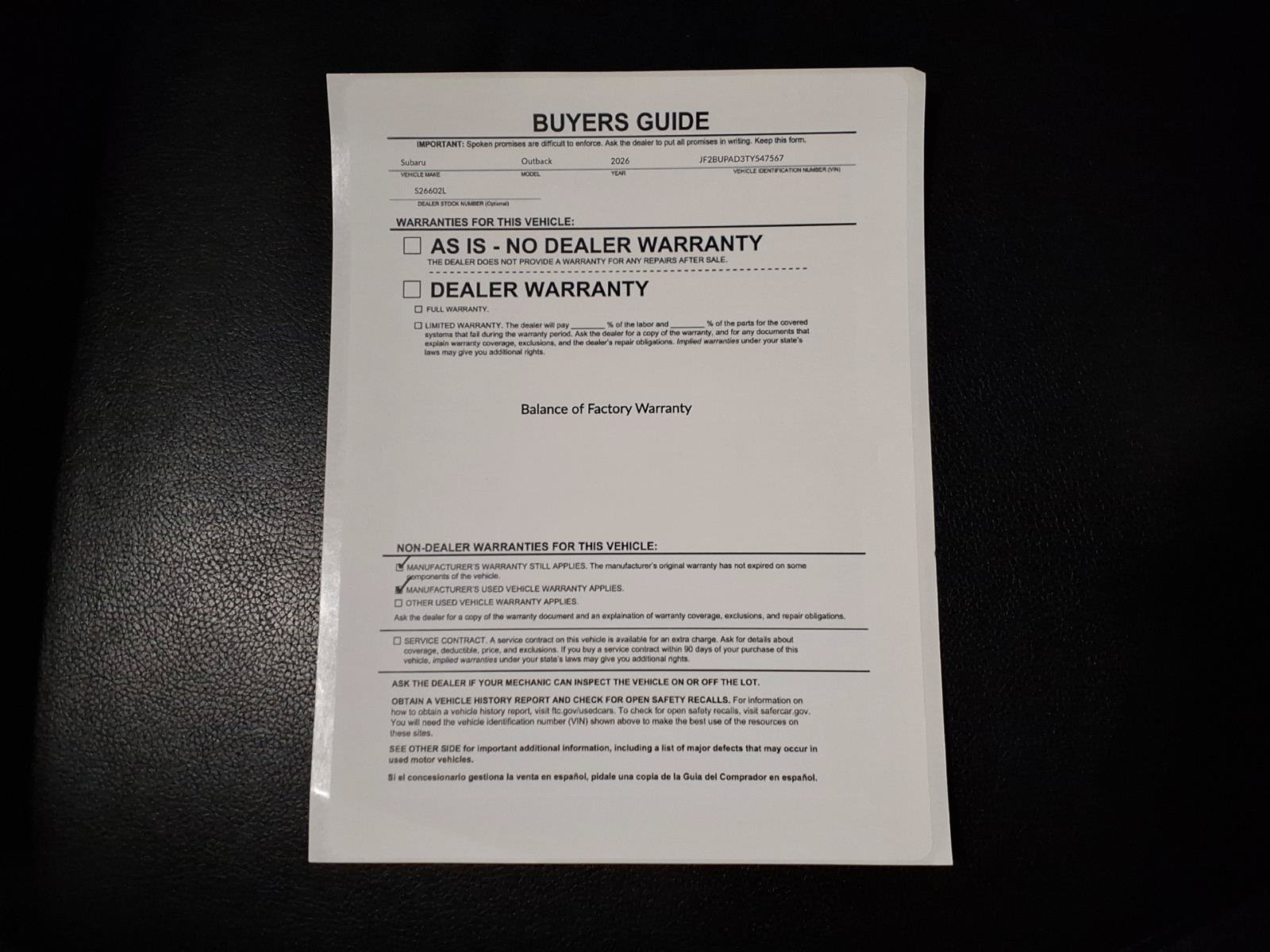 Certified 2026 Subaru Outback Premium AWD/4WD image 37