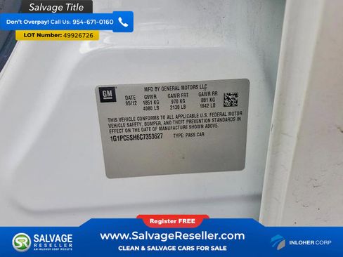 Used 2012 Chevrolet Cruze LS w/ Connectivity Package FWD image 16