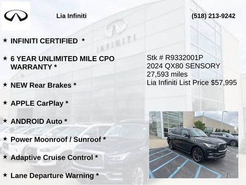 Certified 2024 INFINITI QX80 Sensory AWD/4WD image 10