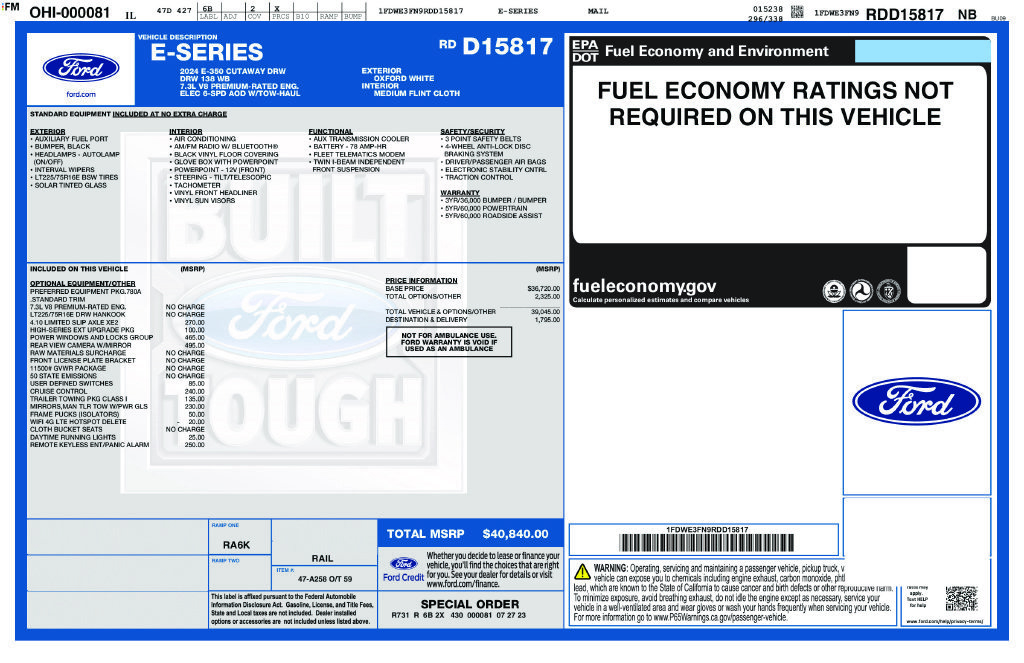 Used 2024 Ford E-350 and Econoline 350 Super Duty w/ Power Windows & Locks Group RWD image 30